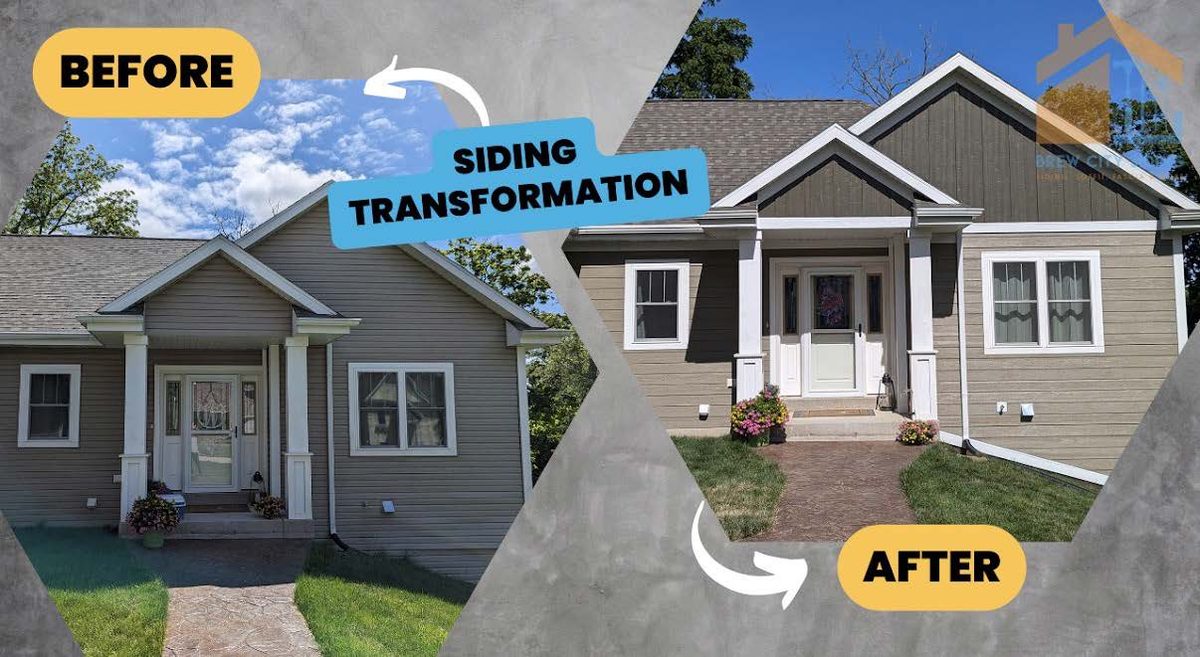 Before and after siding transformation by Brew City Siding